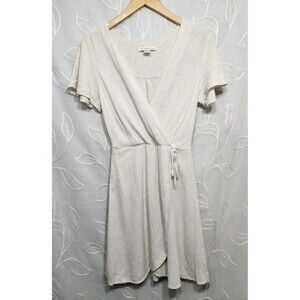Monteau Los Angeles Linen Blend Dress Sz Small Minimalist Boho Tie Waist